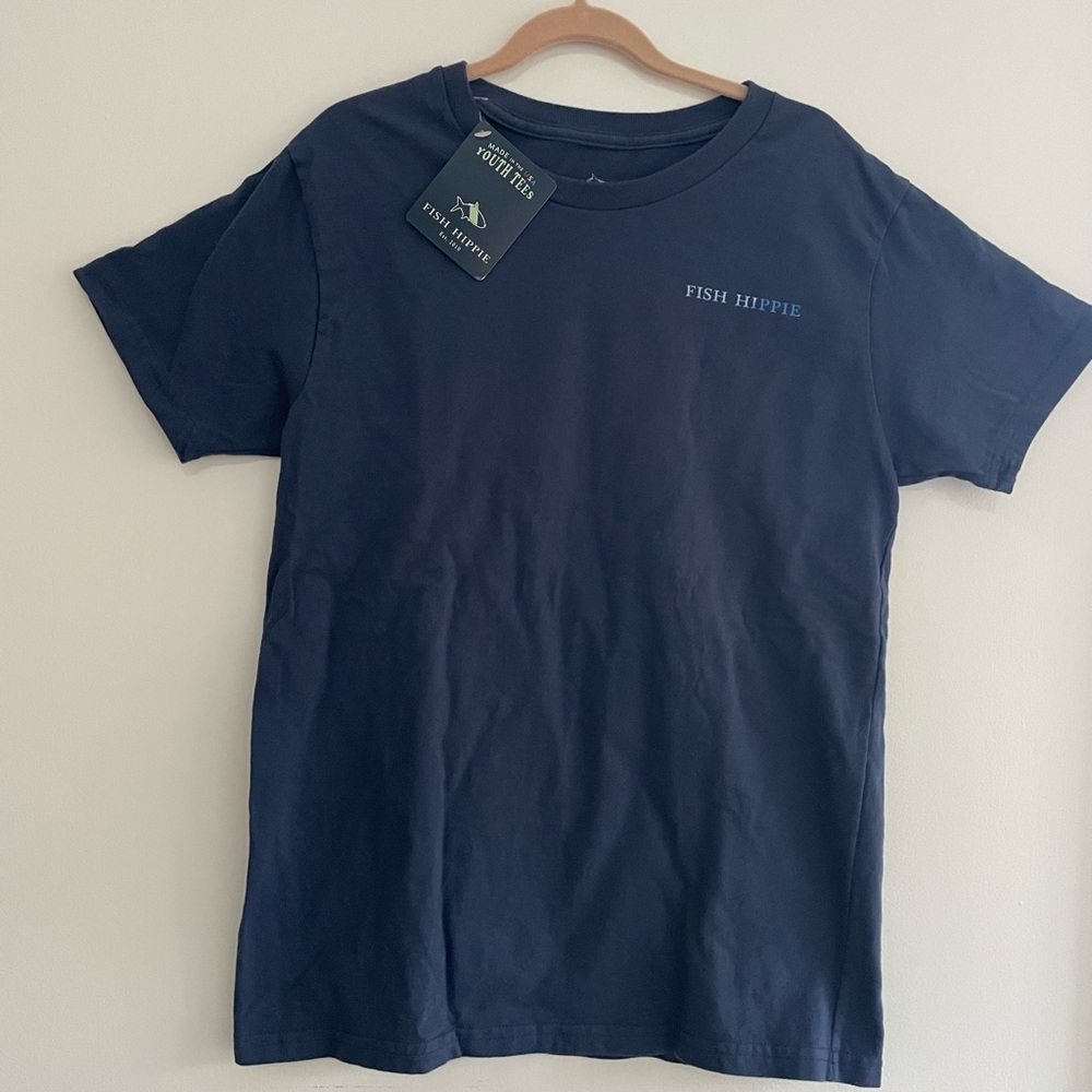 NWT Boys Fish Hippie Navy Blue T-shirt. Sz X-large